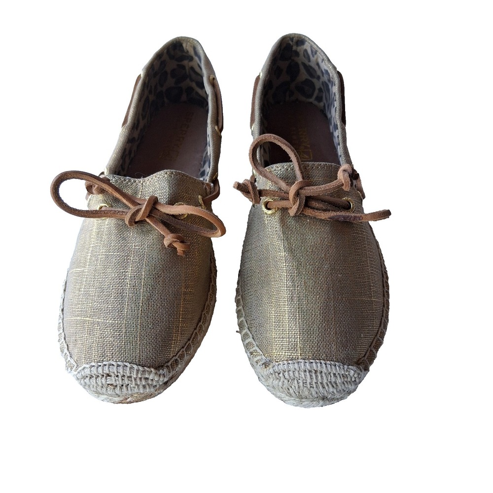 SPERRY Topsider Slip-On Shoes Womens 8.5 Gold Highlighted Leopard Casual Flats - Picture 4 of 13